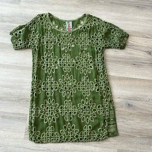 Johnny Was open embroidered tunic EUC